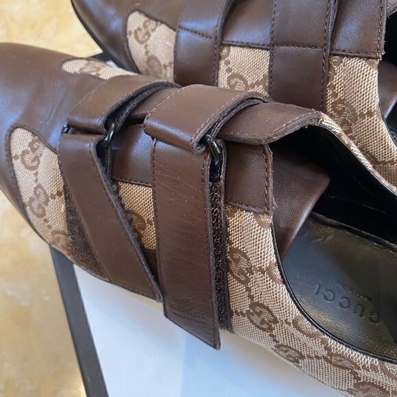 Gucci brown leather logo sneaker - size 10.5 - Picture 2 of 5